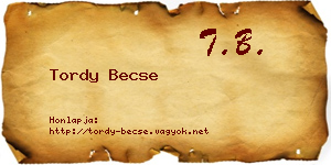 Tordy Becse névjegykártya